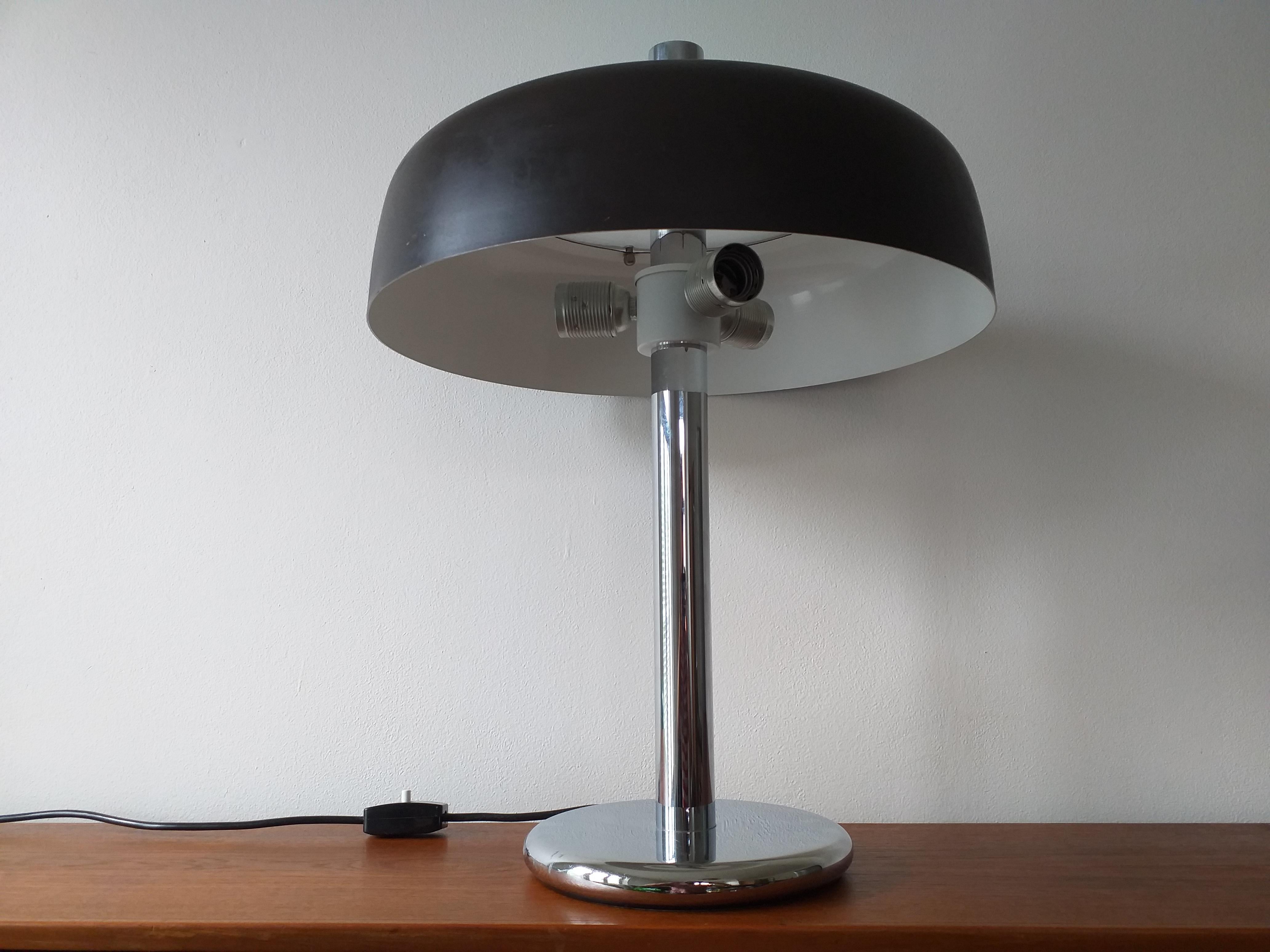 Mid-Century Modern Big Midcentury Table Lamp, Mushroom, Hillebrand, 1970s
