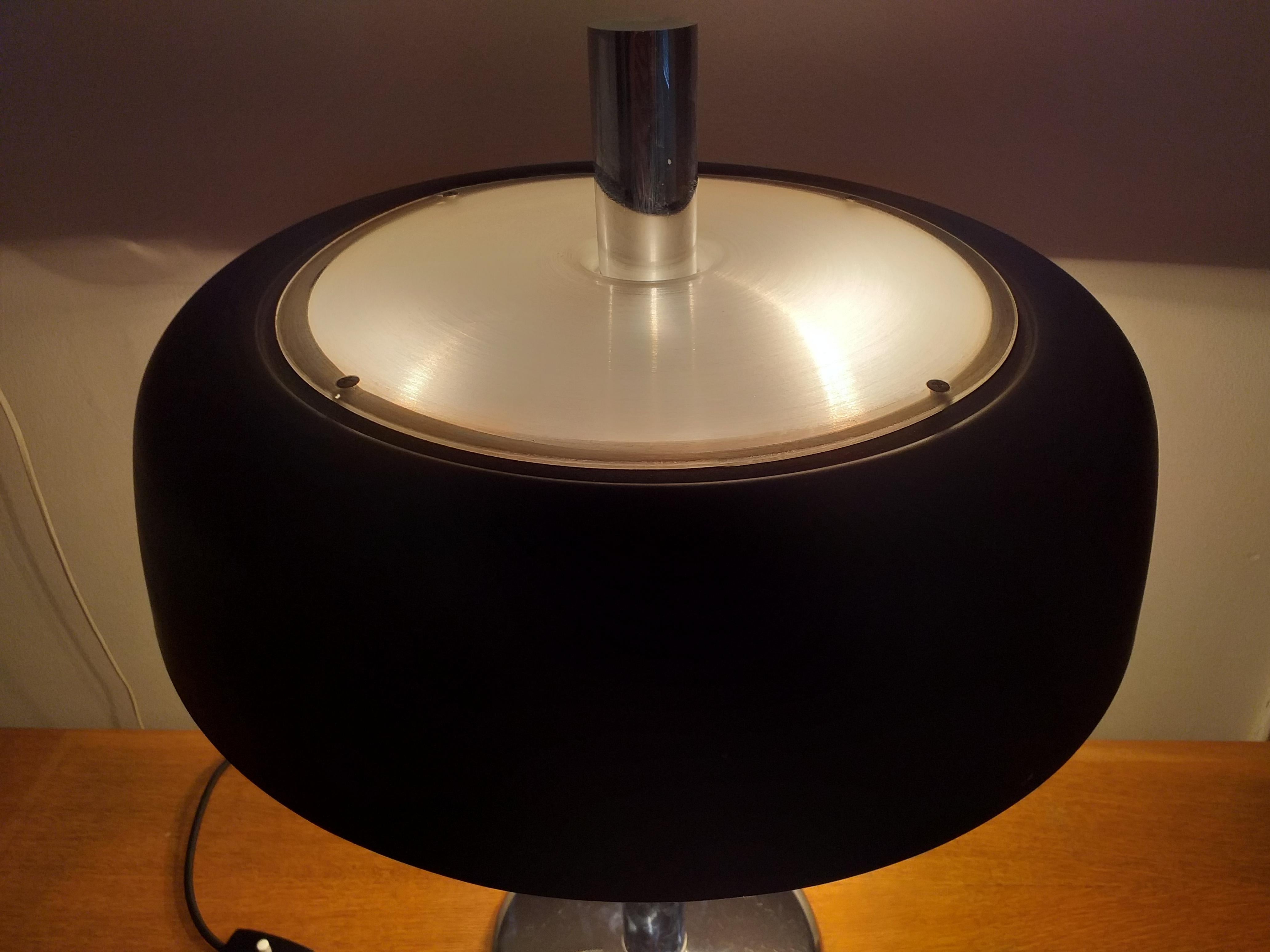 Lacquered Big Midcentury Table Lamp, Mushroom, Hillebrand, 1970s