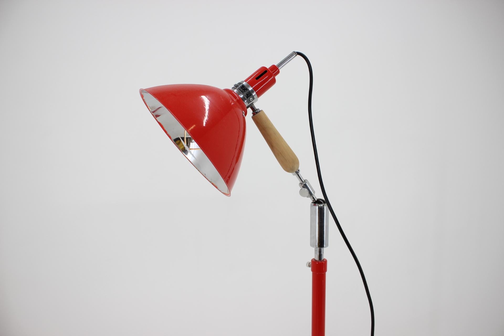 Czech Big Midcentury Adjustable Industrial Style Floor Lamp, 1950s For Sale