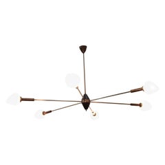 Big Midcentury Brass Ceiling Lamp in the Style of Arredoluce