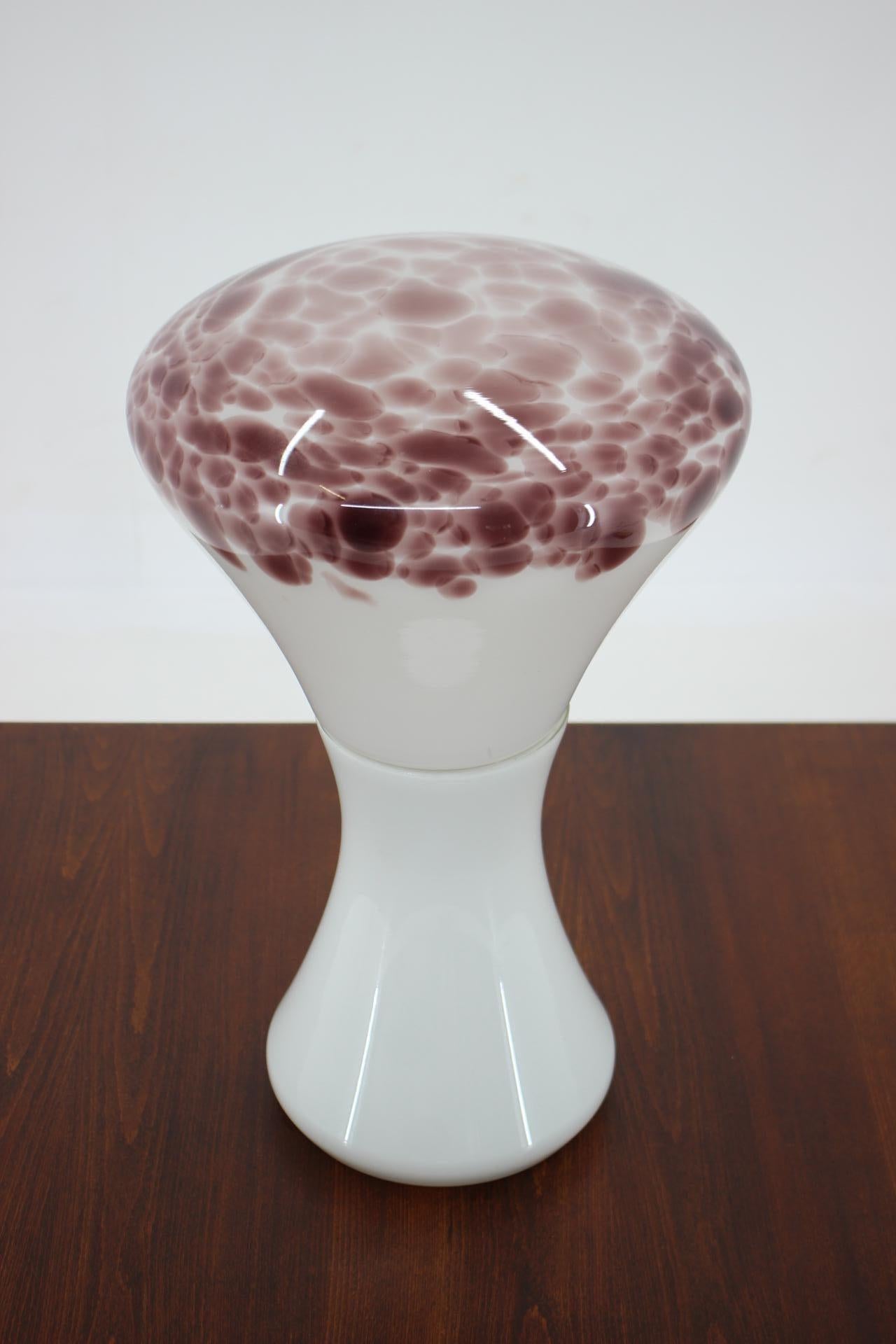 Big Midcentury Design Glass Table or Floor Lamp, 1970s In Good Condition In Praha, CZ