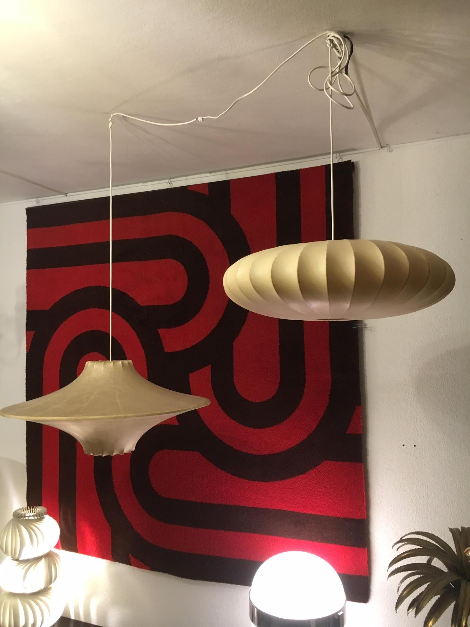 Mid-20th Century Big Midcentury Flying Saucer Cocoon Pendant Lamp, 1960s