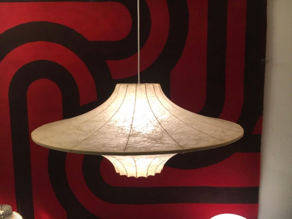 Big Midcentury Flying Saucer Cocoon Pendant Lamp, 1960s 1