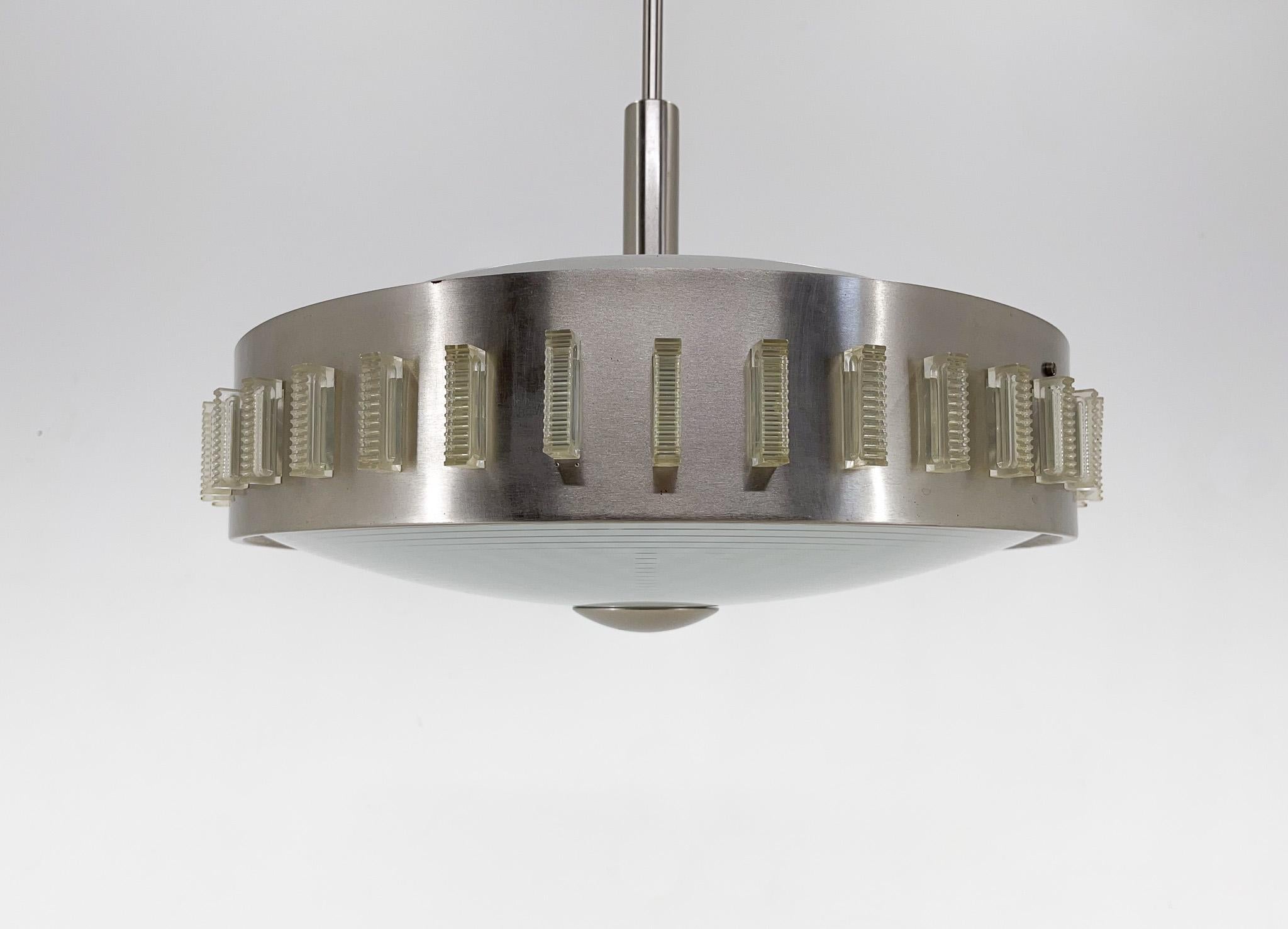 Big Midcentury Metal Space Age UFO Style Pendant, 1970s For Sale 1