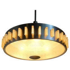 Big Midcentury Metal Space Age UFO Style Pendant, 1970s