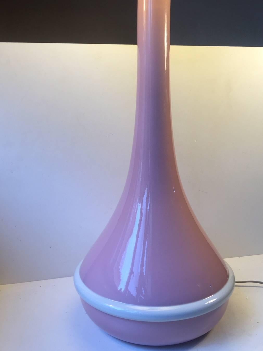 Danish Big Midcentury Pink Pottery Table Lamp by Royal Copenhagen, Denmark, 1970s