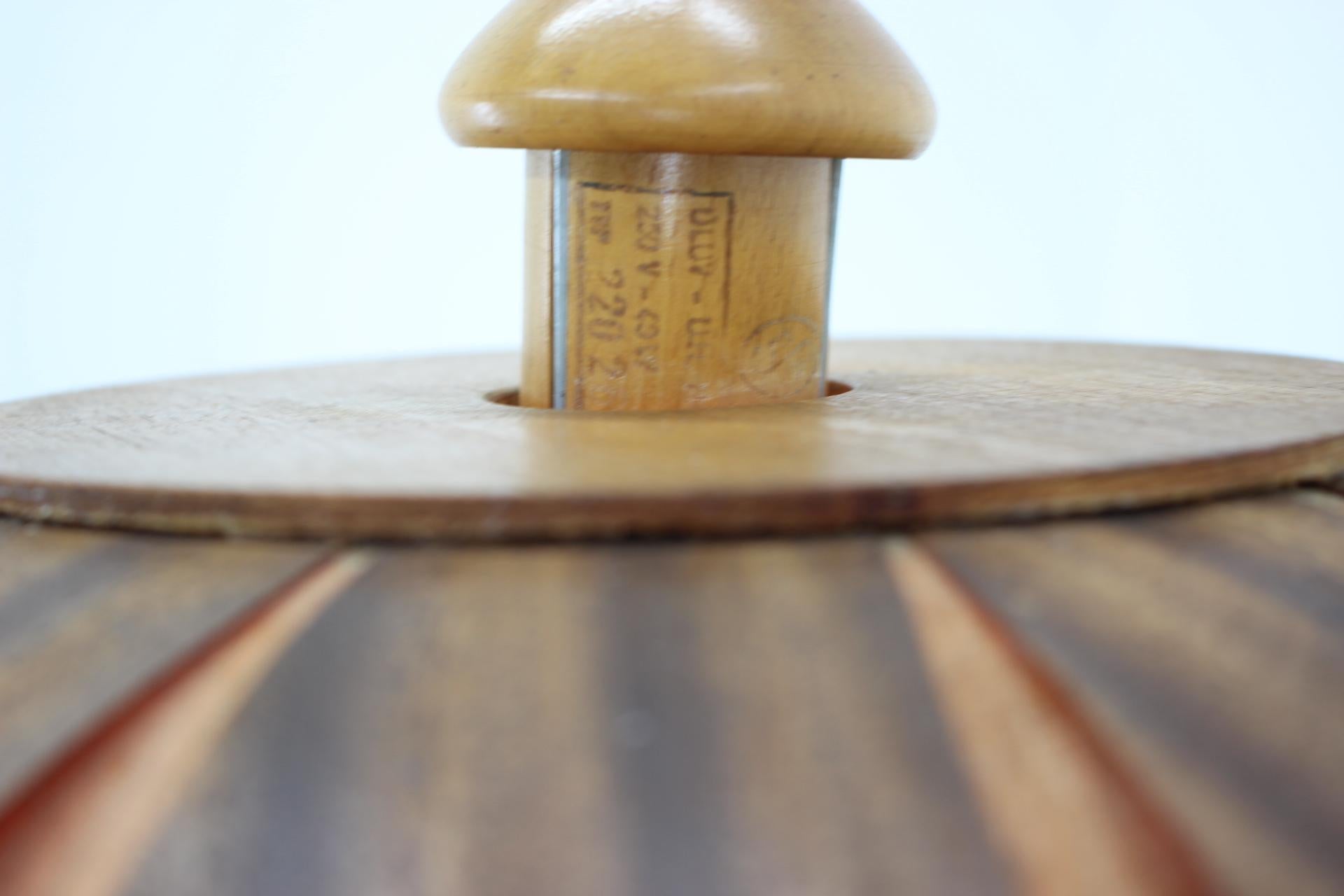 Big Midcentury Wooden Veneer Pendant by ÚLUV, 1960s For Sale 2