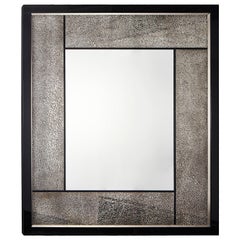 Big Mirror with Cracked Glass and Piano Black/Silver Frame, Available Now