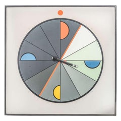 Big Modernistic Wall Clock in Memphis Style created by Kurt Delbanco for Morphos