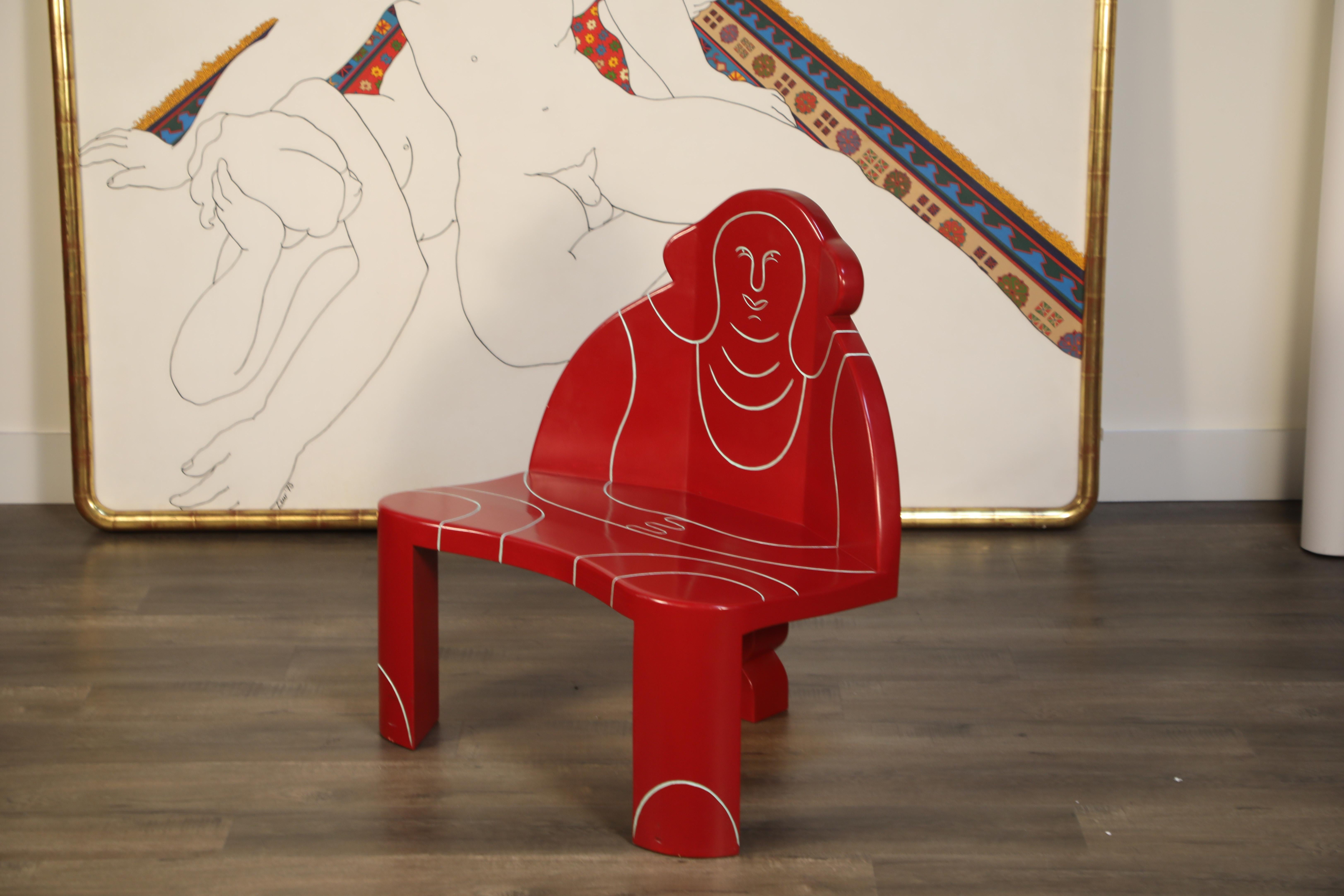 Lacquered 'Big Momma' Postmodern Lounge Chair by Alan Siegel, Signed and Dated 1983