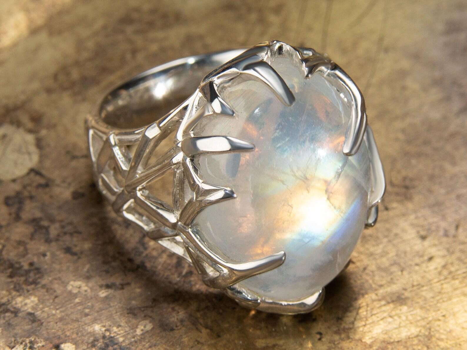 antique silver moonstone ring