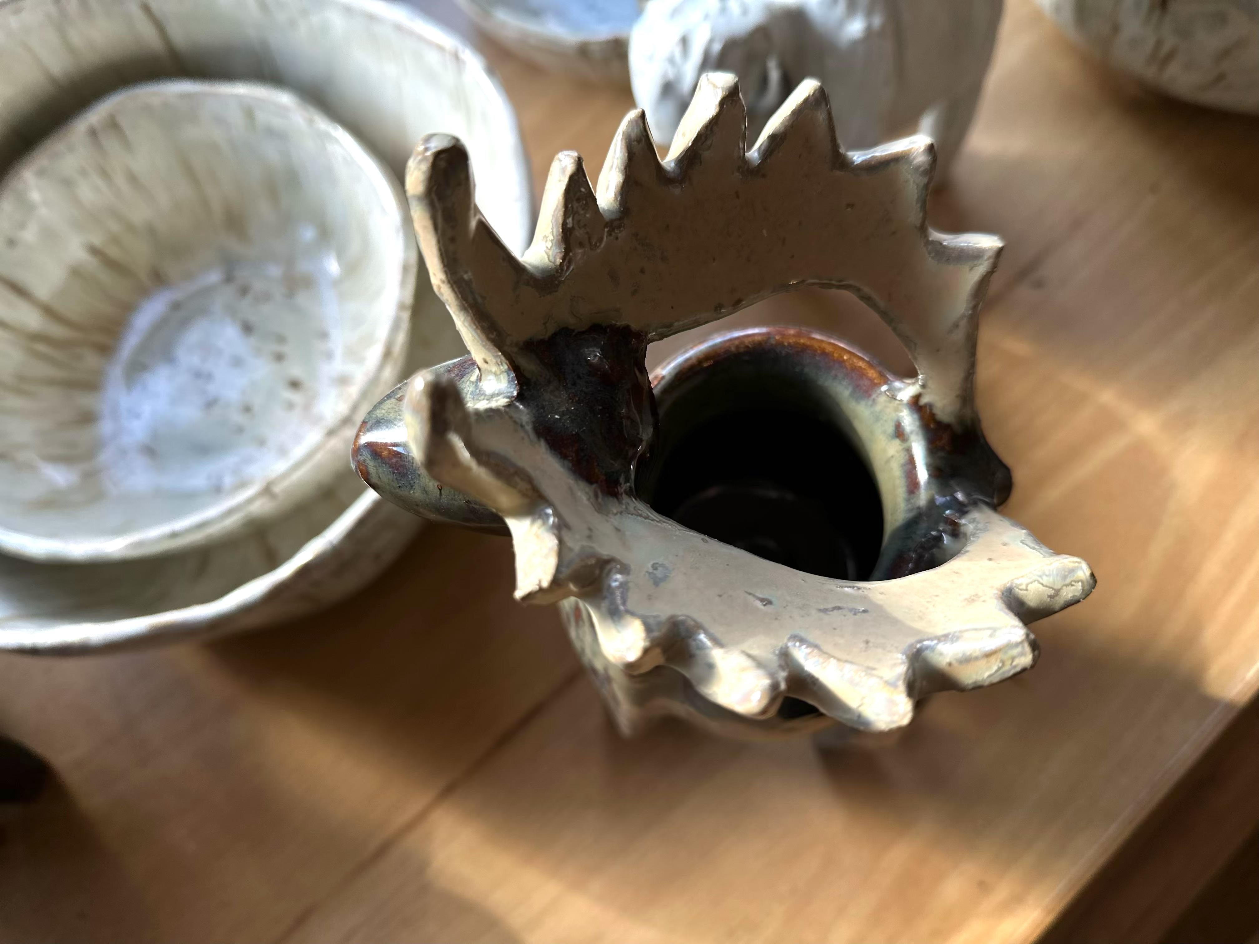 Grès porcellanato Vaso Big Moose in ceramica (Yellowstone) Gres, smalto lucido blu rame marrone in vendita