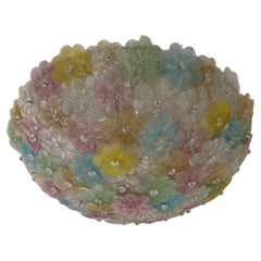 Big Multicolor Barovier & Toso Midcentury Murano Flowers Flush Mount Chandelier
