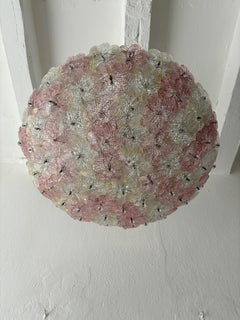 Big Multicolor Barovier & Toso Murano Pink Flowers RARE Glass Canopy Chandelier