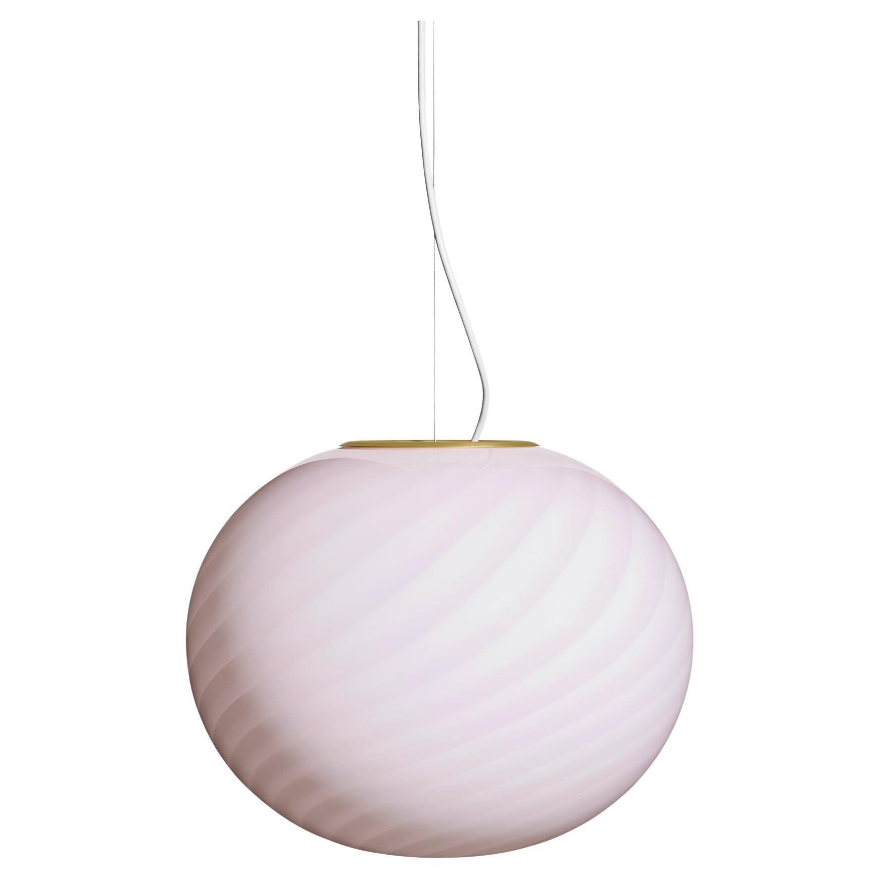 Big Murano Candy Oval Pendant Soft Pink Swirl D: 40 cm For Sale