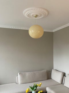 Ciondolo ovale a forma di caramella di Murano grande a forma di vortice giallo D. A: 40 cm