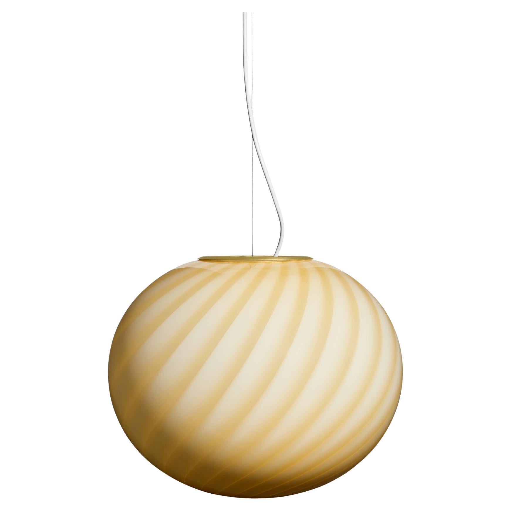 Big Murano Candy Oval Pendant Yellow Swirl D: 40 cm