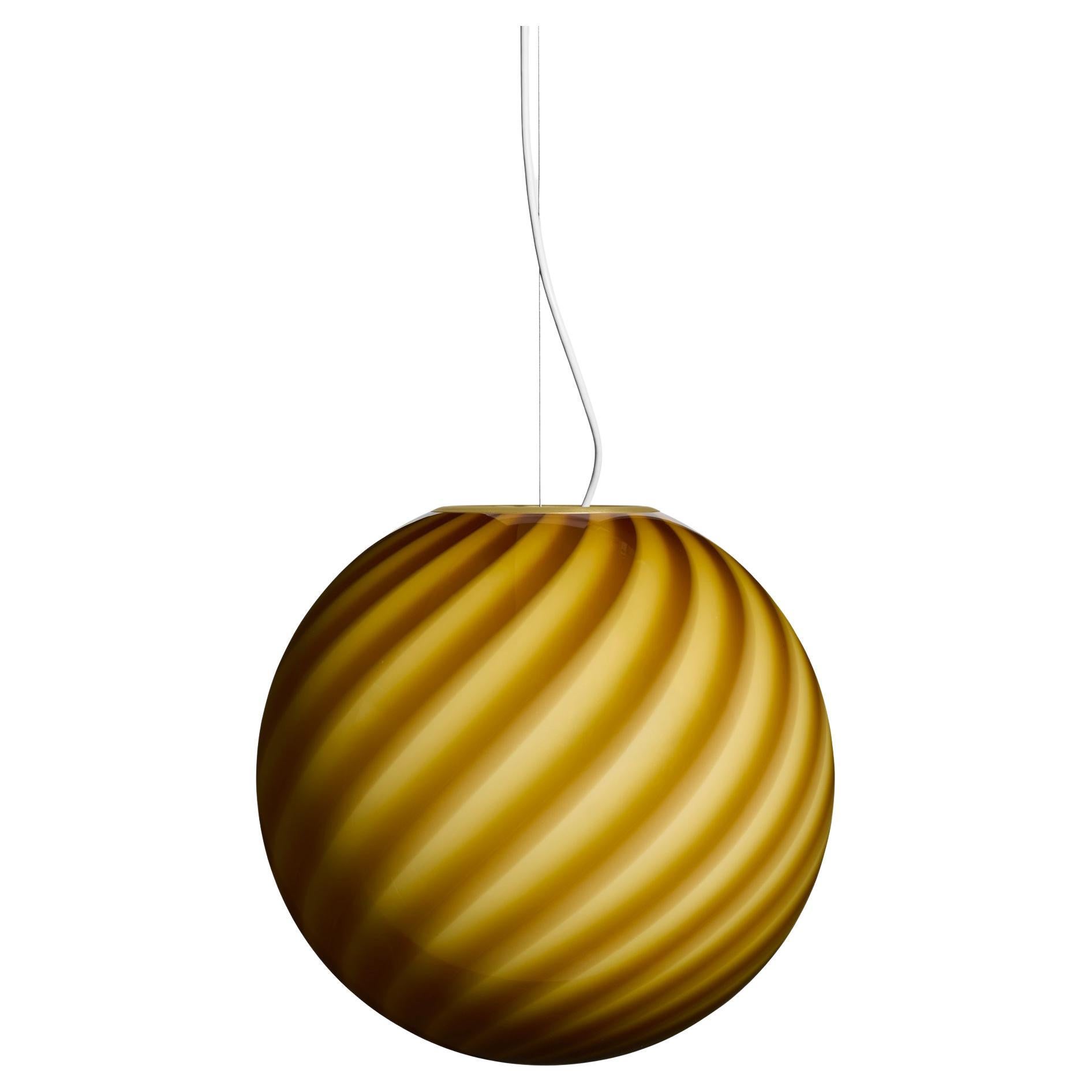 Big Murano Candy Pendant Amber Swirl D:40 cm