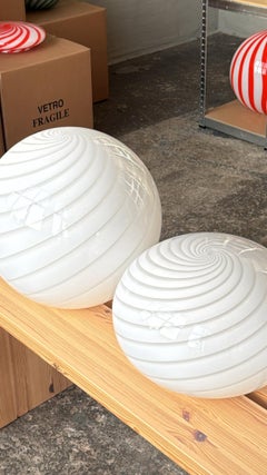 Big Murano Candy Anhänger White Swirl D:40 cm