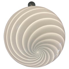 Big Murano Candy Anhänger White Swirl D:40 cm