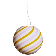 Big Murano Candy Pendant Yellow / Pink Swirl D: 40 cm