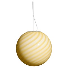 Big Murano Candy Pendant Yellow Swirl D:40 cm