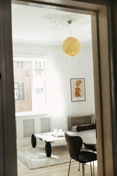 Big Murano Candy-Anhänger Gelb/Weiß Swirl D: 40 cm