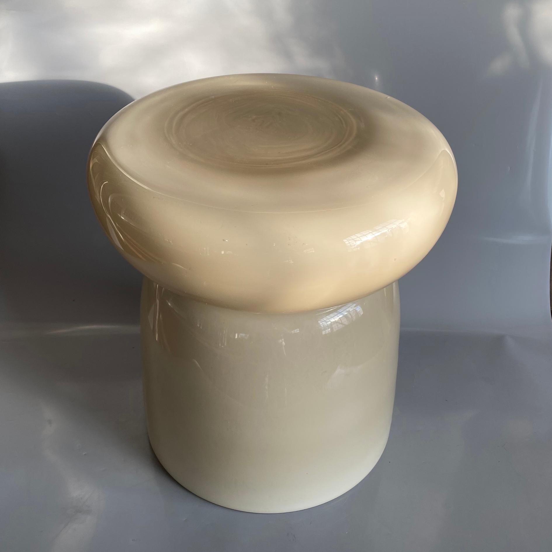 Brownish beige hand blown Murano glass Mushroom lamp in the style of Massimo Vignelli.
 