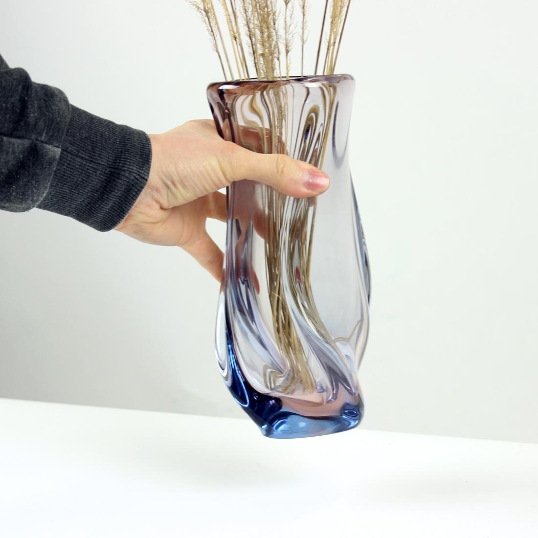 Mid-Century Modern Big Murano Glass Vase By Hospodka, Czechoslovakia 1960s For Sale