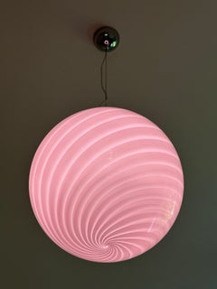 Ciondolo grande di Murano Bubble Gum Pink Swirl D. A. 40 cm