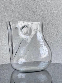 Big Murano Sculpture in Clear Glass by Alfredo Barbini, Rare Decorative, Signed