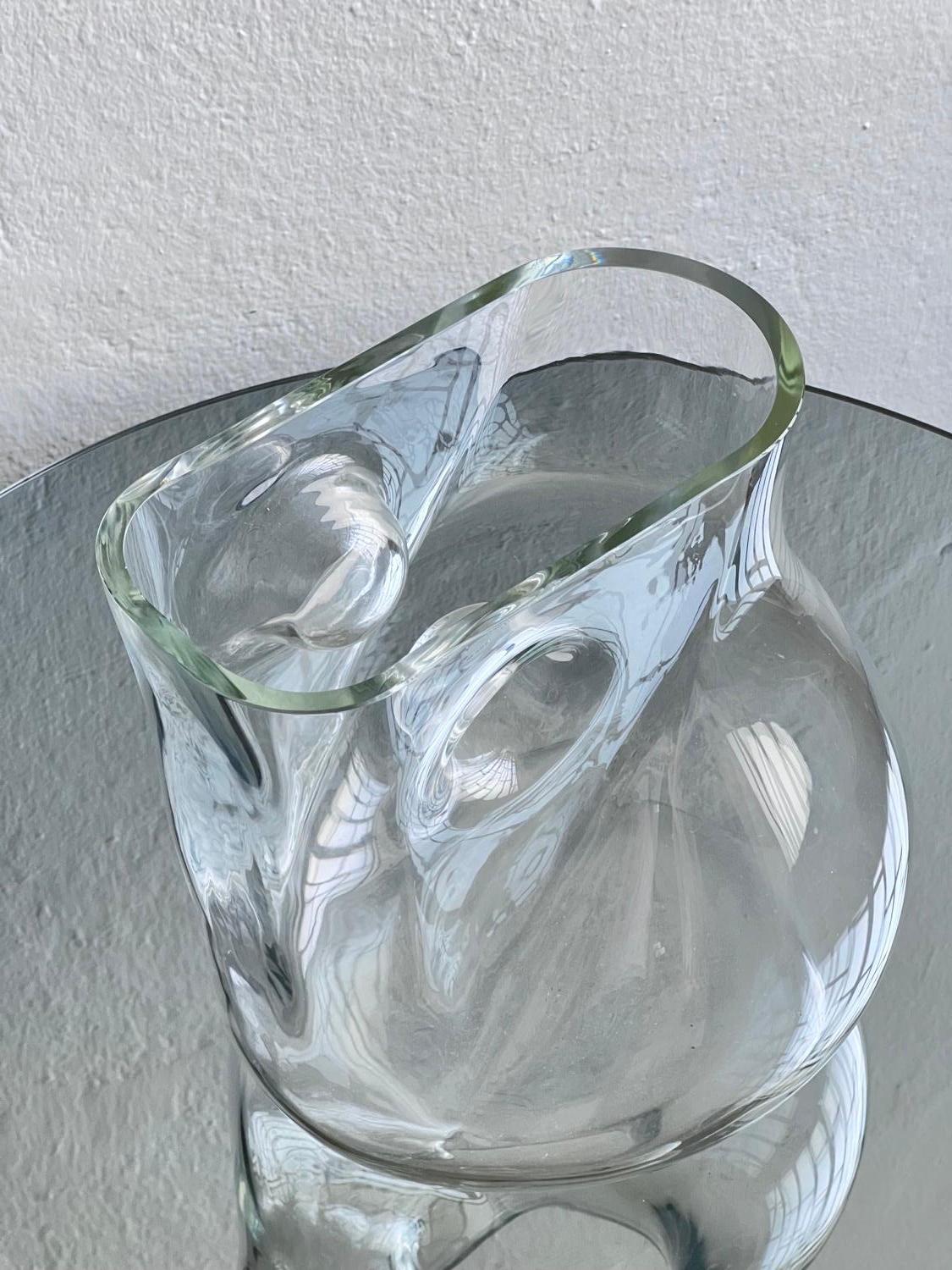 Italian Big Murano Sculpture in Clear Glass by Alfredo Barbini, Rare Decorative, Signed For Sale