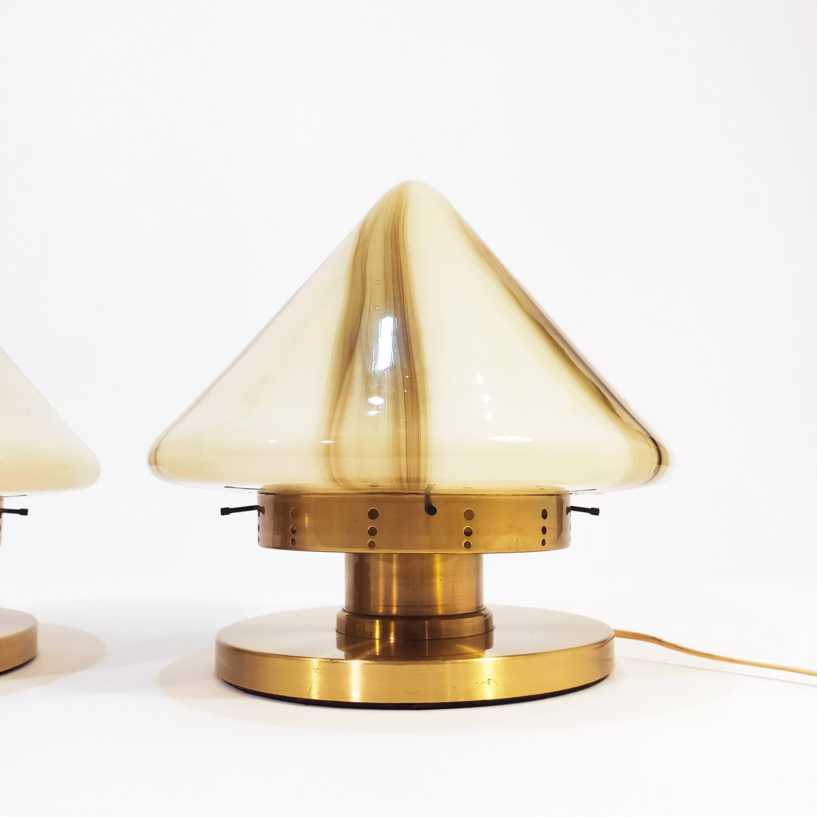 Brutalist Big murano table lamps in the style of F. Fabbia, Italy, 1970s, set of 2 For Sale