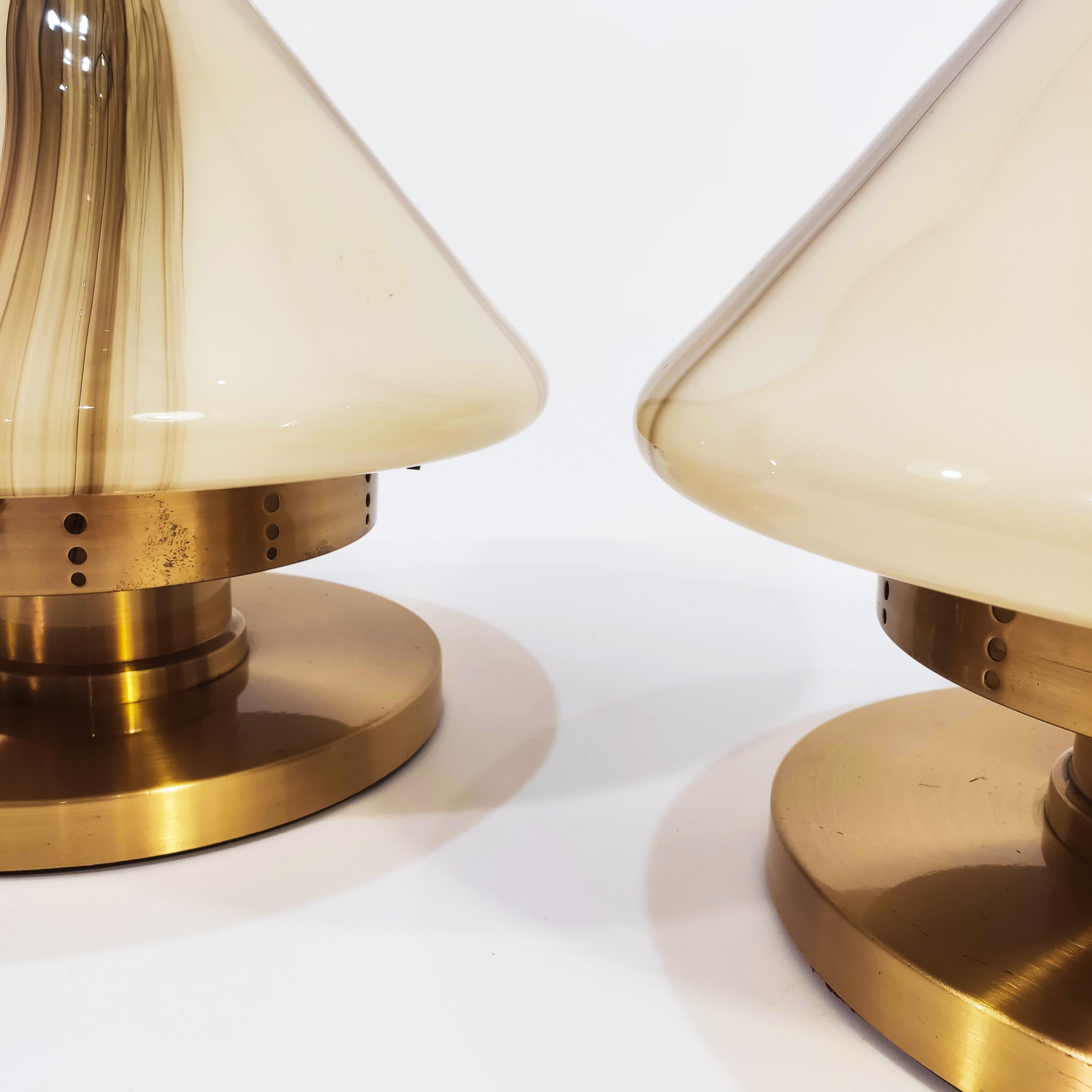 Italian Big murano table lamps in the style of F. Fabbia, Italy, 1970s, set of 2 For Sale