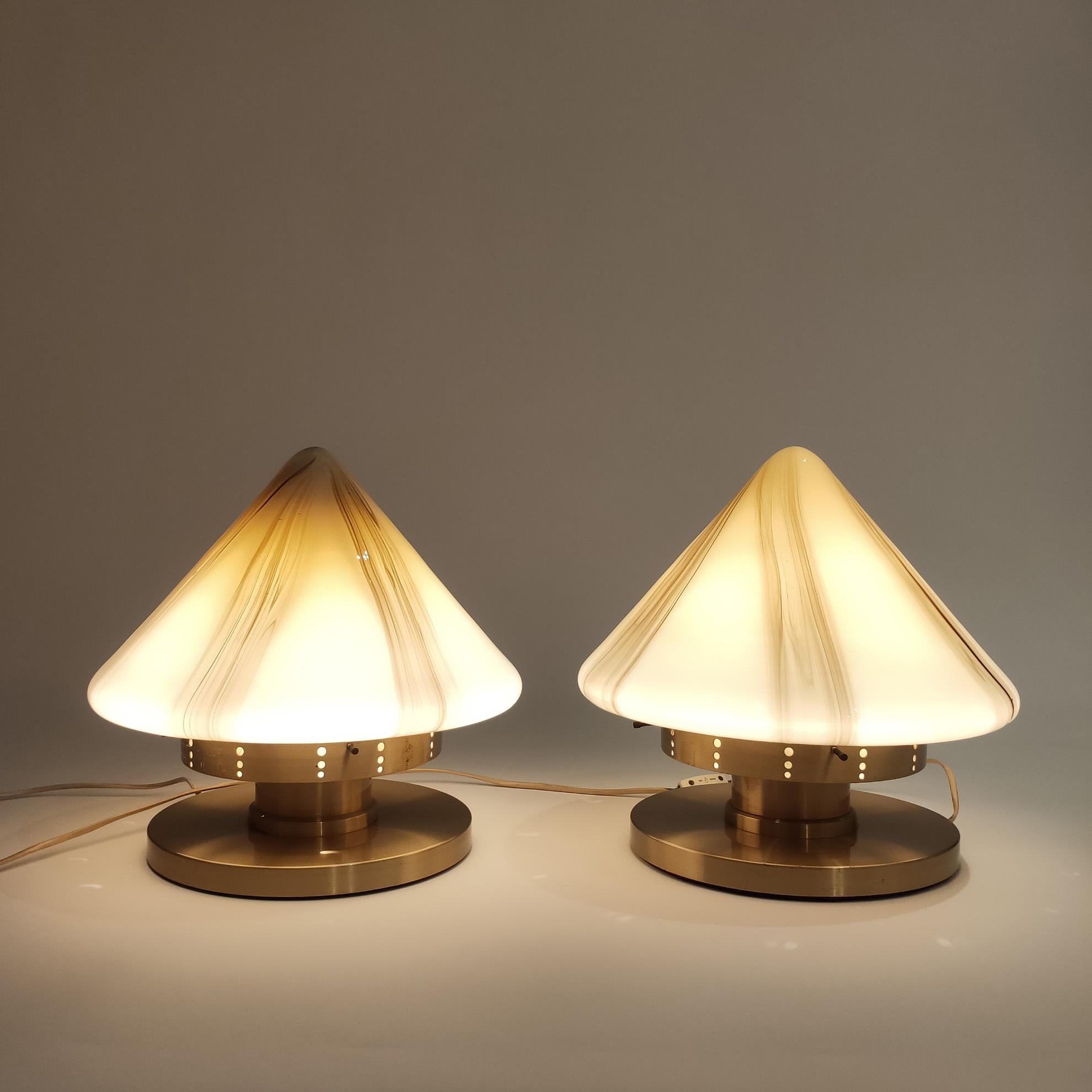Late 20th Century Big murano table lamps in the style of F. Fabbia, Italy, 1970s, set of 2 For Sale