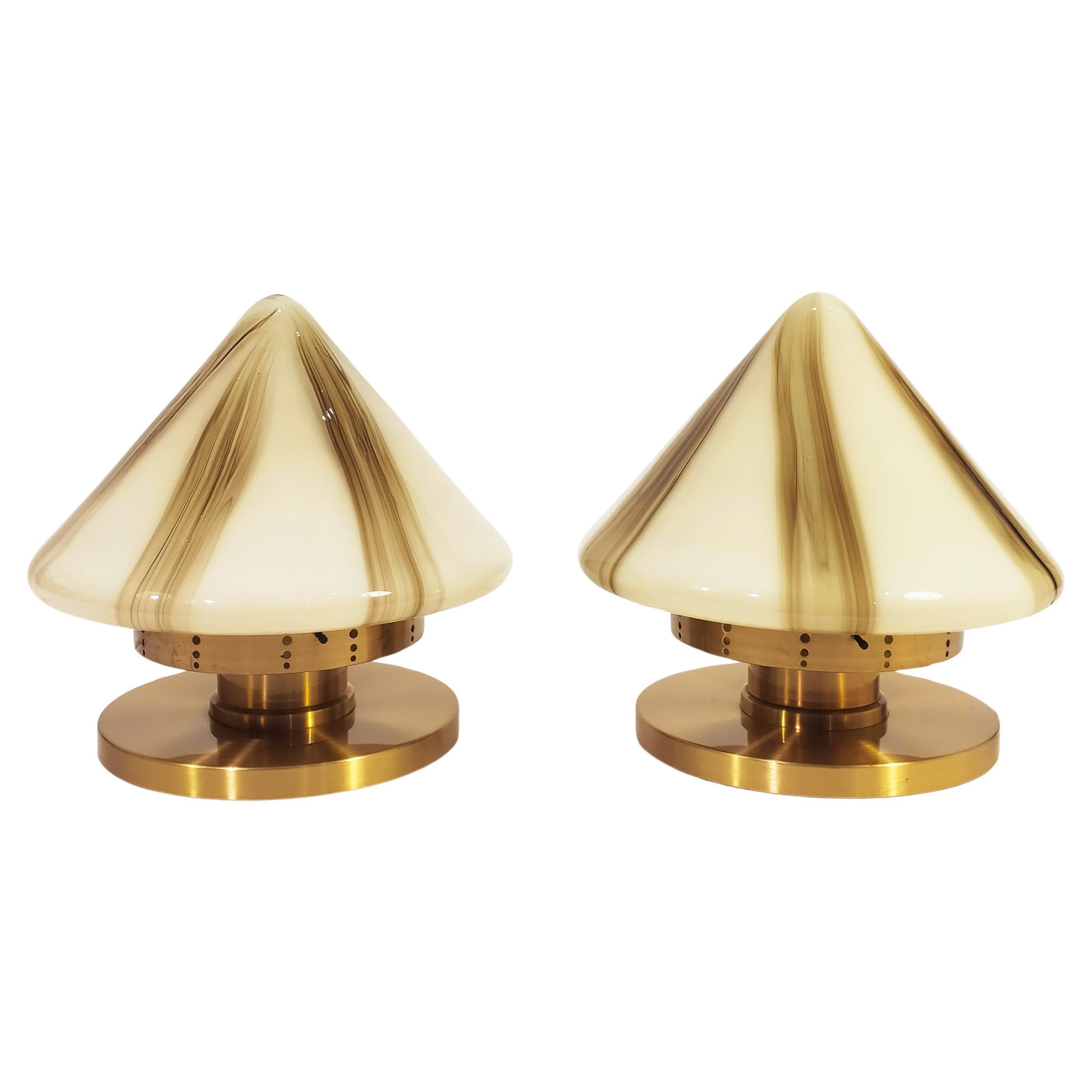 Big murano table lamps in the style of F. Fabbia, Italy, 1970s, set of 2 For Sale