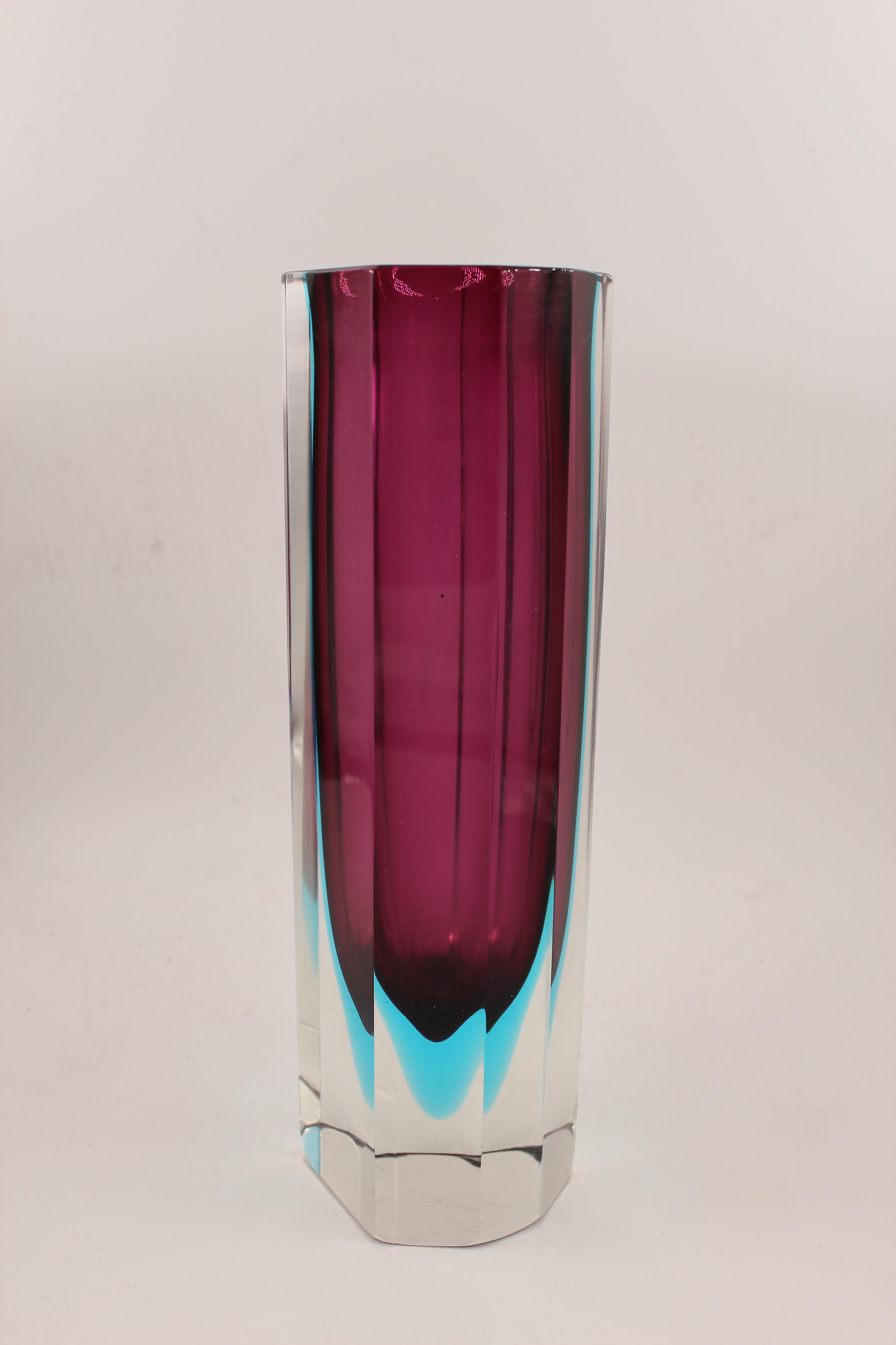 Beautiful purple and blue Sommerso Murano vase, Italy, 1960s.