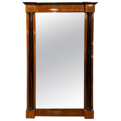 Big Neoclassical Wall Mirror, Walnut Veneer, South Germany, circa 1830