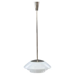 Big nickel bauhaus pendant with original glass shade germany around 1920s