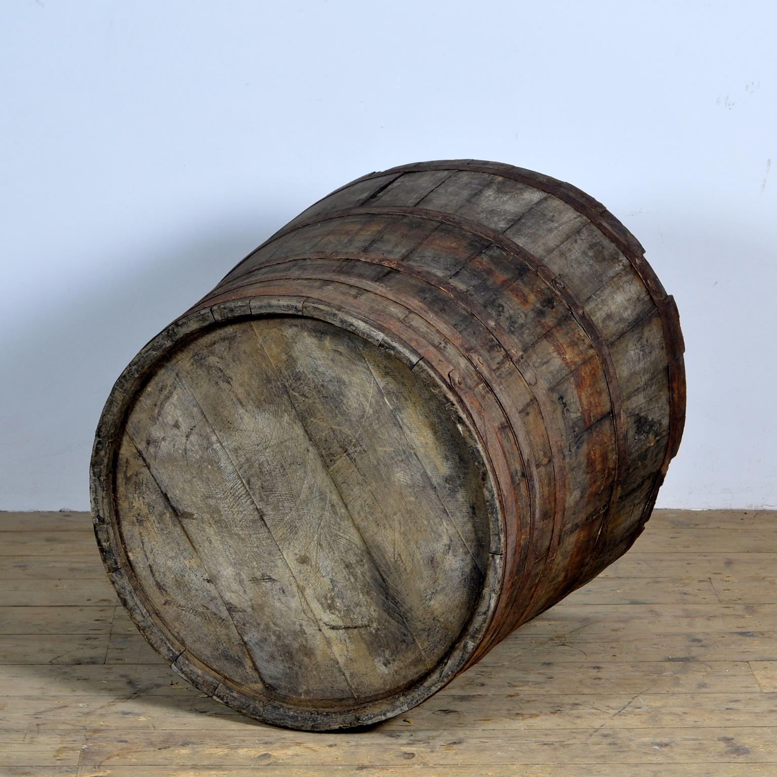 Early 20th Century Big Oak Barrelled Planter Circa 1900