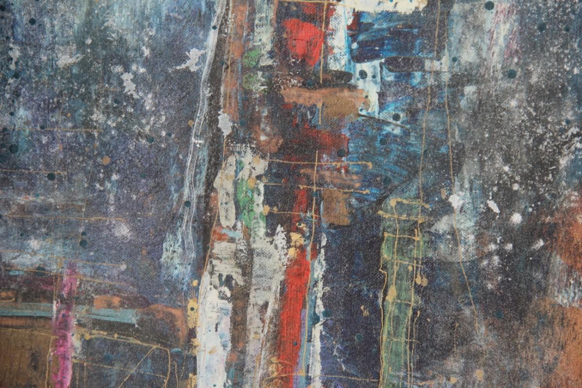 Grande olio su tela degli anni '60, firmato v, Busa Disegno astratto colorato italiano in vendita 8
