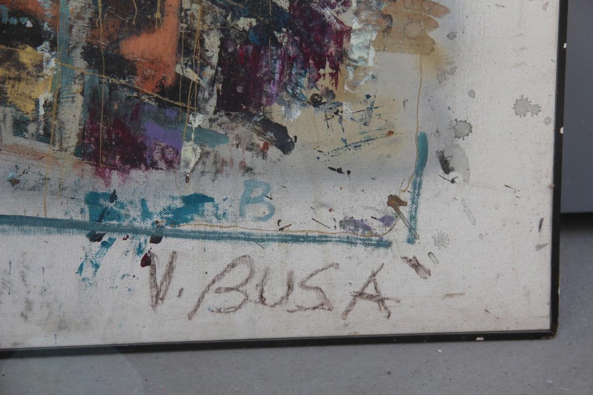 Grande olio su tela degli anni '60, firmato v, Busa Disegno astratto colorato italiano in vendita 13