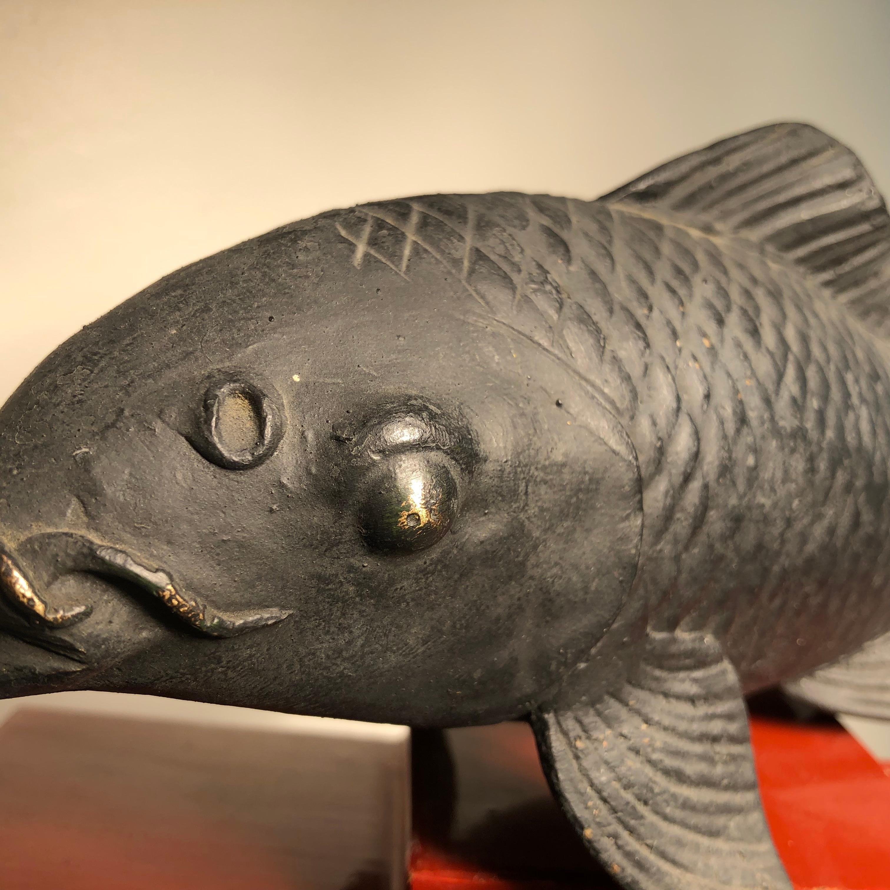Japanese Big Old Bronze Japan Koi Fish Fountain Sculpture Hand Cast Fortune & Prosperity