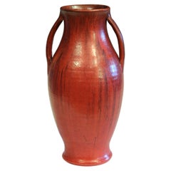 Big Old Smithfield North Carolina Chrome Red Vase Pottery Vintage 14"