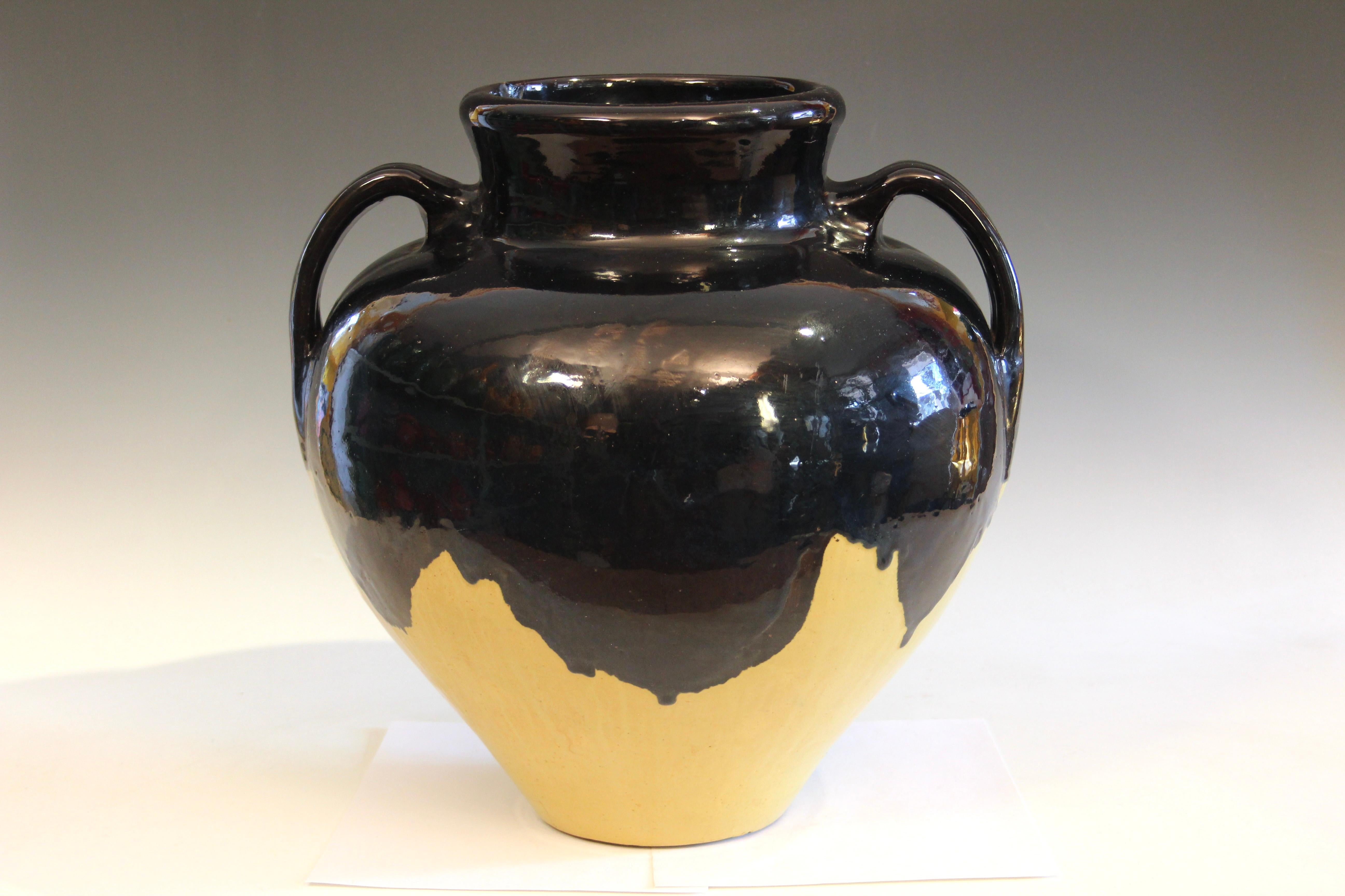 Art Deco Big Old Zanesville Pottery Ebonello Vintage Vase Arts & Crafts Drip 16x16