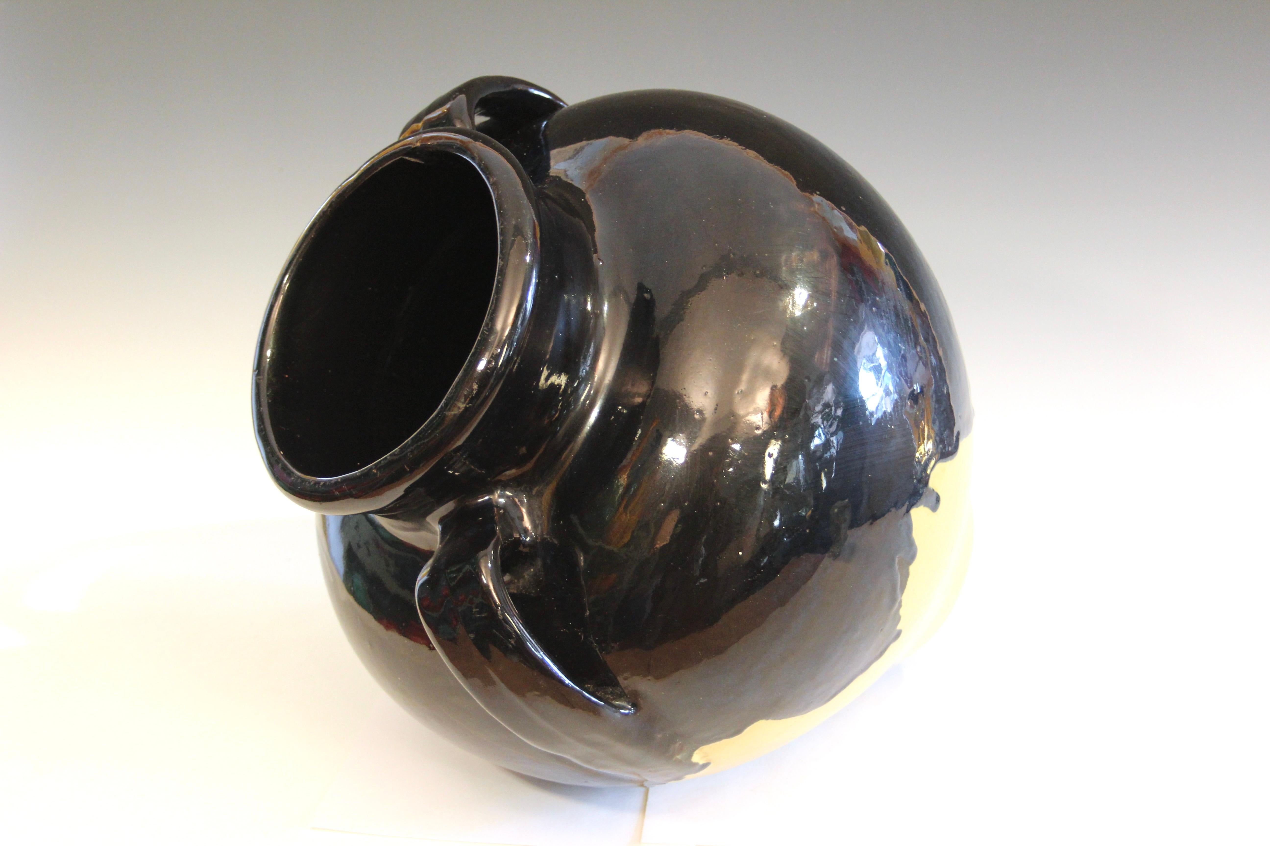 American Big Old Zanesville Pottery Ebonello Vintage Vase Arts & Crafts Drip 16x16