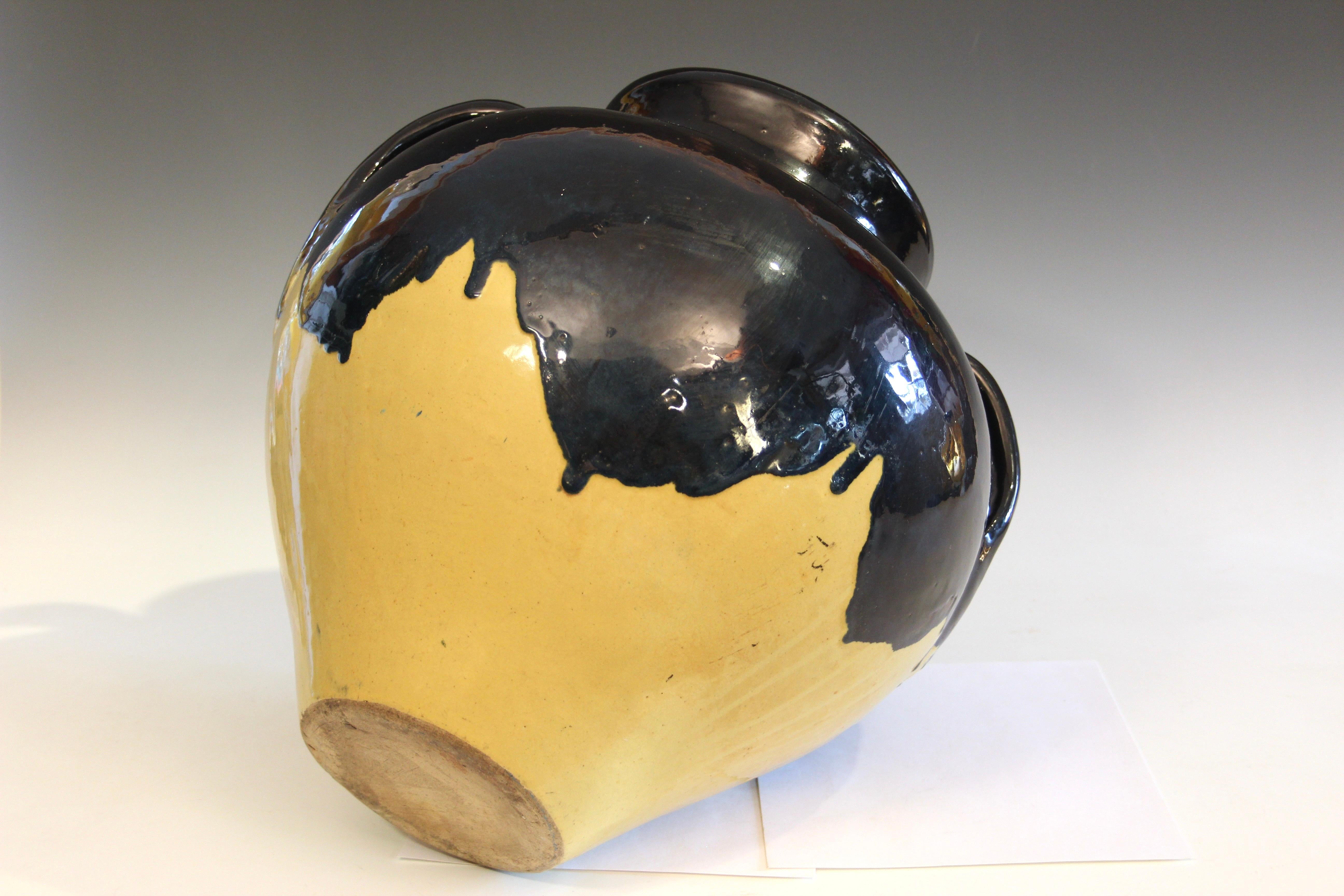 Molded Big Old Zanesville Pottery Ebonello Vintage Vase Arts & Crafts Drip 16x16