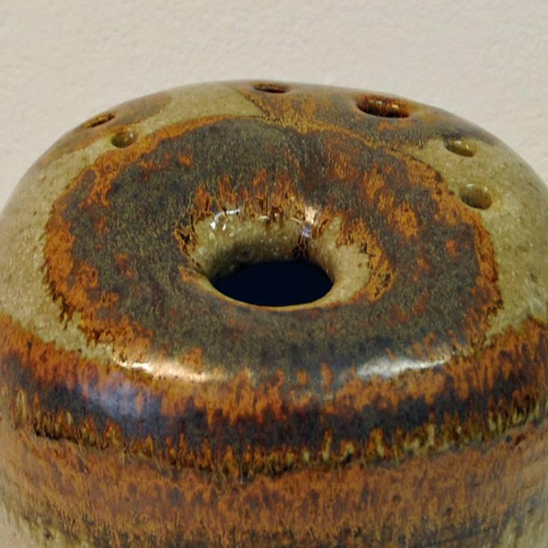 Glazed Big One of a Kind Ceramic Vase from the 1960s in Multi-Color, Norway
