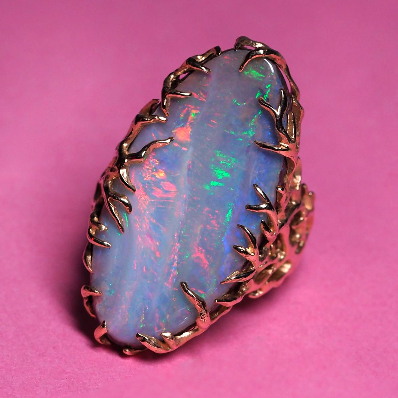 Großer Opal-Verlobungsring aus Gold mit großem Opal im Angebot 7
