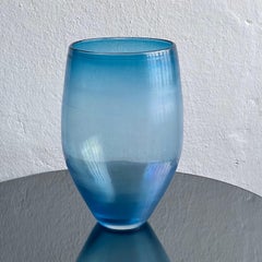 Big Opalescent Vase in Hand Blown Murano Glass, Blue Purple Gold Iridescent
